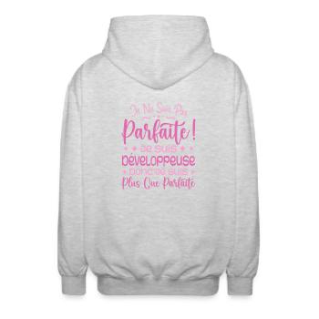 More than perfect developer, dream job - Unisex Hooded Jacket - light heather grey - Back - AI Model Male 185 light (185cm)