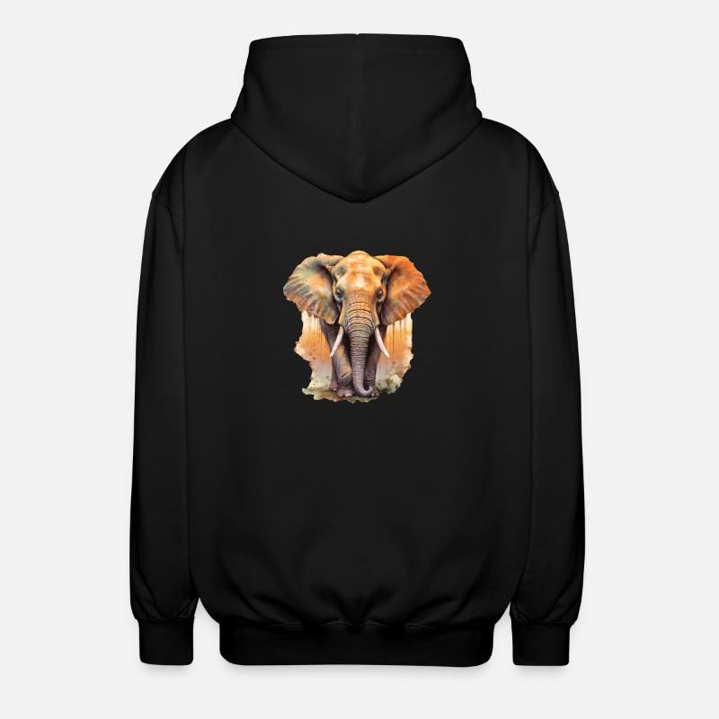 Elephant - Unisex Hooded Jacket - black