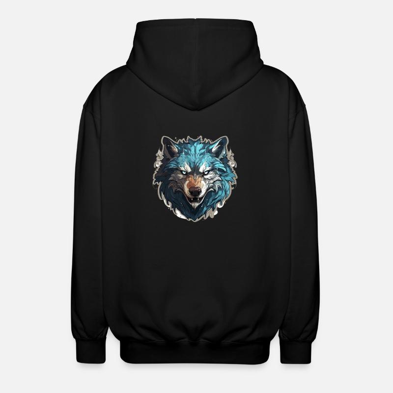 Loup - Illustration - Veste à capuche unisexe - noir
