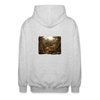 Landschaft - Illustration - Unisex Kapuzenjacke - Hellgrau meliert - Hinten - AI Model Male 185 light (185cm)