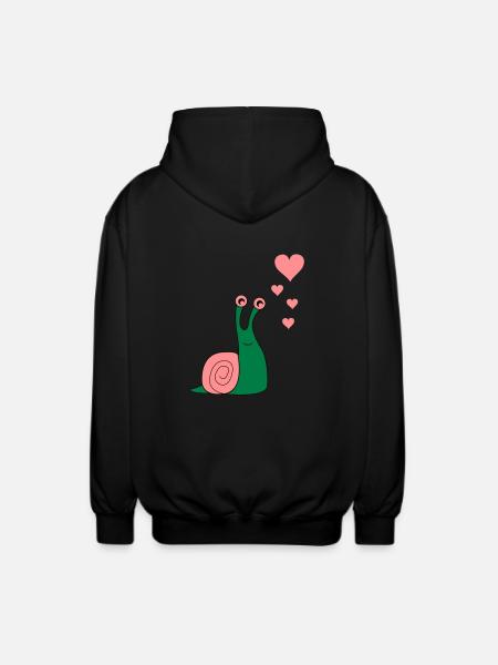 schnecke_verliebt_02 - Unisex Hooded Jacket - black