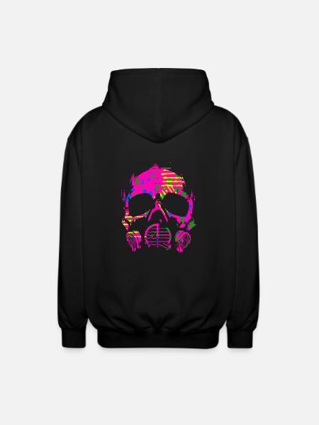 Tęczowa różowa maska gazowa Camo - Rozpinana bluza z kapturem unisex - czarny