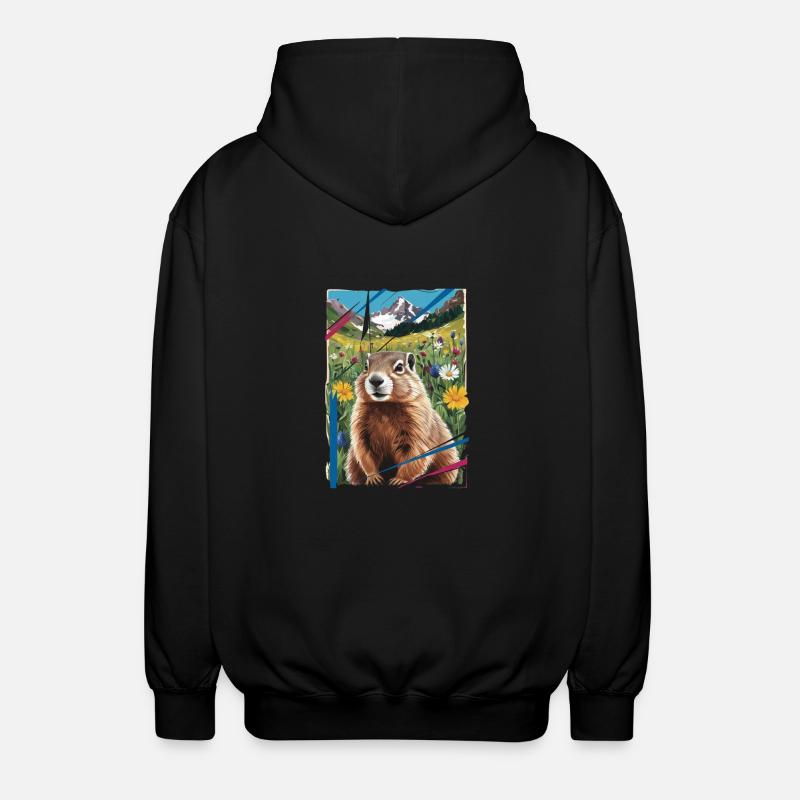 Marmotte paysage nature - Veste à capuche unisexe - noir