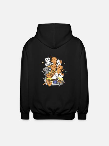 Happy cats making a sound - Unisex Hooded Jacket - black