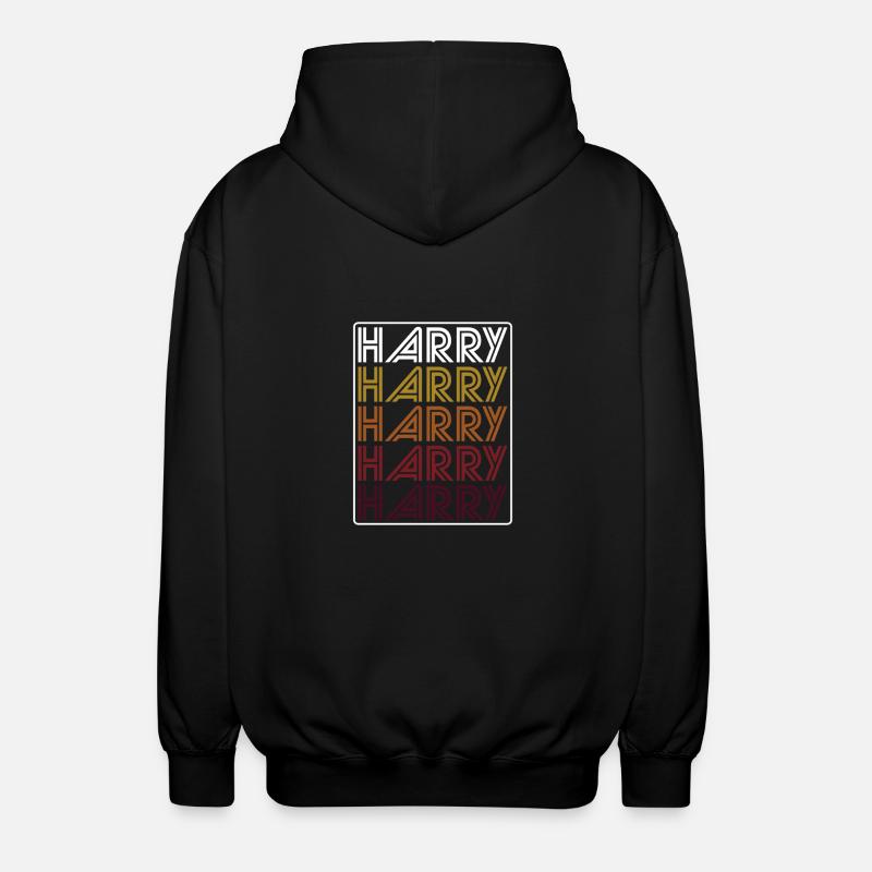 Harry Retro Wordmark Pattern - Unisex Hooded Jacket - black