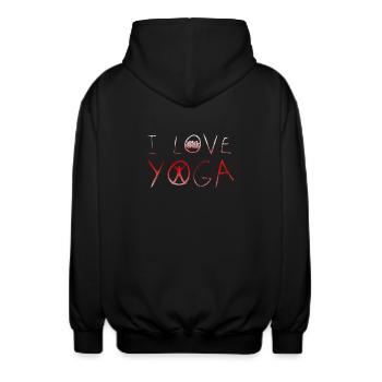 J'aime le yoga Namaste cadeau Yoga Shanti coeur - Veste à capuche unisexe - noir - Dos - AI Model Male 185 light (185cm)