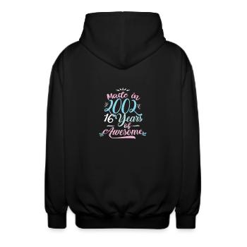Made In 2002 16 Years Of Awesome Birthday Shirt - Unisex Hooded Jacket - black - Back - AI Model Male 185 light (185cm)