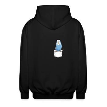 Perruche cadeau poche poitrine Cartoon Kawaii - Veste à capuche unisexe - noir - Dos - AI Model Male 185 light (185cm)