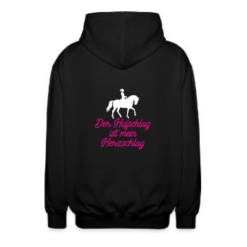 Hoof beat is my heartbeat - horse shirt - Unisex Hooded Jacket - black - Back - AI Model Male 185 light (185cm)