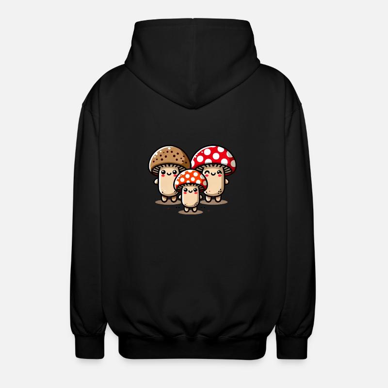 Drôle Mignon Champignon Dessin Animé - Veste à capuche unisexe - noir