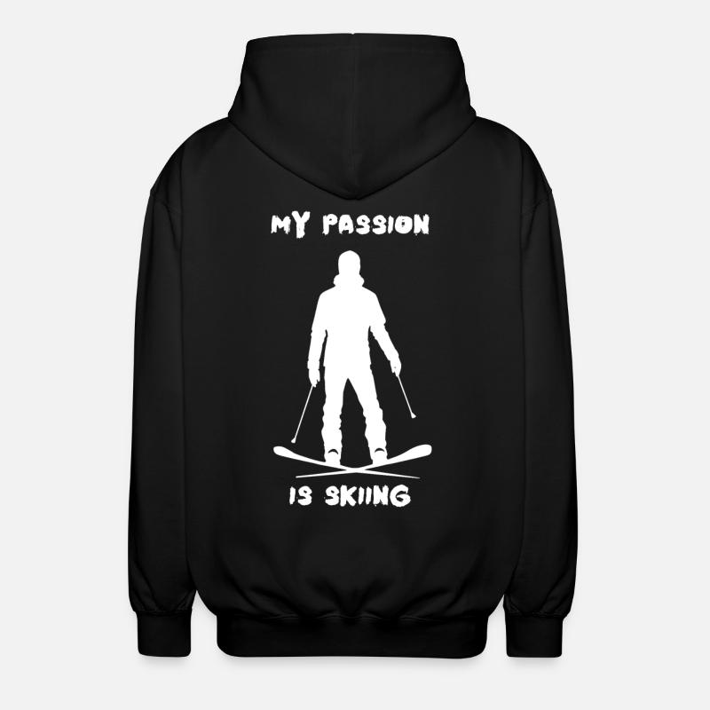 My passion is Skiing - Unisex Kapuzenjacke - Schwarz