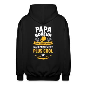 T-shirt Papa boxeur – Cadeau fête des pères - Veste à capuche unisexe - noir - Dos - AI Model Male 185 light (185cm)