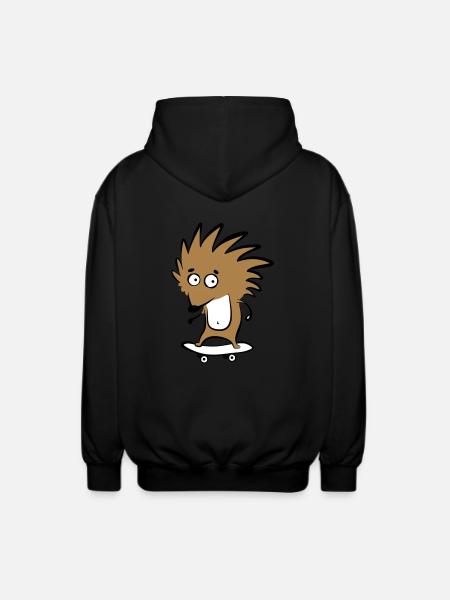 Skate-hedgehog "Knut H. Heckmann" - Unisex Hooded Jacket - black