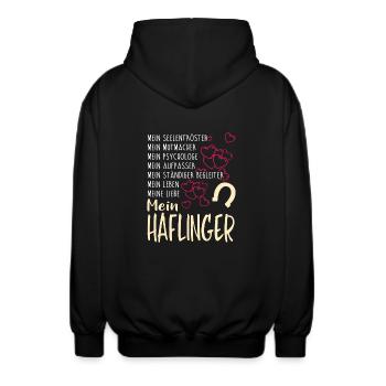 HAFLINGER - mein - Unisex Kapuzenjacke - Schwarz - Hinten - AI Model Male 185 light (185cm)