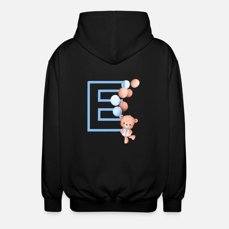 Blauer Buchstabe E Bär - Unisex Kapuzenjacke - Schwarz