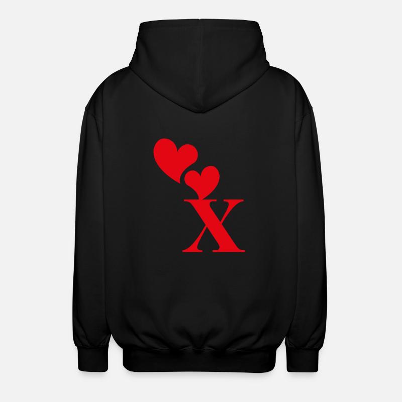 Lettre x cœur rouge - Veste à capuche unisexe - noir