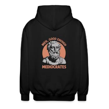 Entspannt durch Philosophie - Unisex Kapuzenjacke - Schwarz - Hinten - AI Model Male 185 light (185cm)