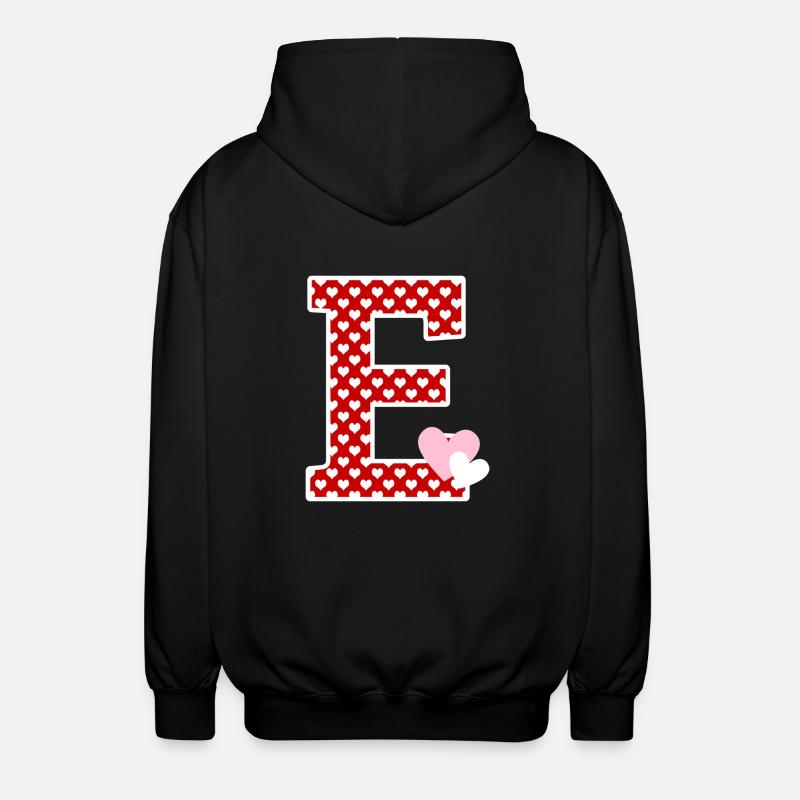 Buchstabe E Herz - Unisex Kapuzenjacke - Schwarz