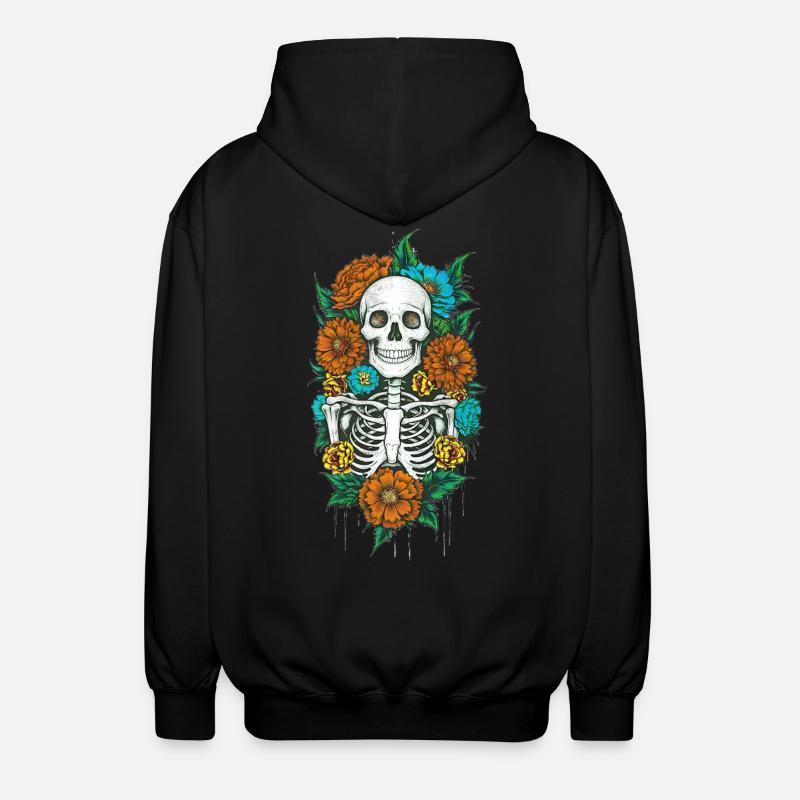 Floral Skeleton 2 - Unisex Kapuzenjacke - Schwarz