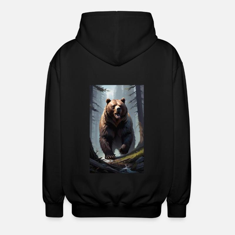 Ours | Ours brun | Grizzli | Animaux - Veste à capuche unisexe - noir