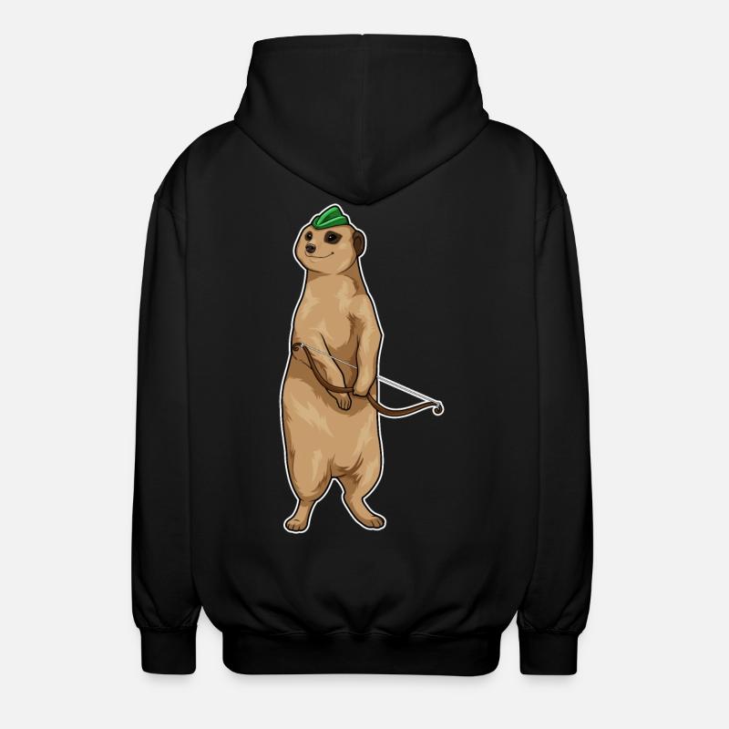 Erdmännchen Bogenschütze Bogen - Unisex Kapuzenjacke - Schwarz