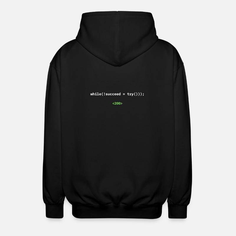 while(!succeed = try())); – Developer Shirt - Unisex Hooded Jacket - black