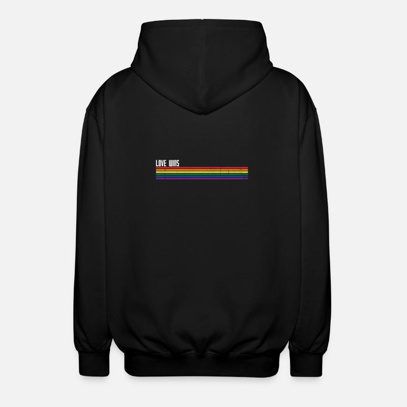 Regenbogen Streifen Pride Overlay - Unisex Kapuzenjacke - Schwarz