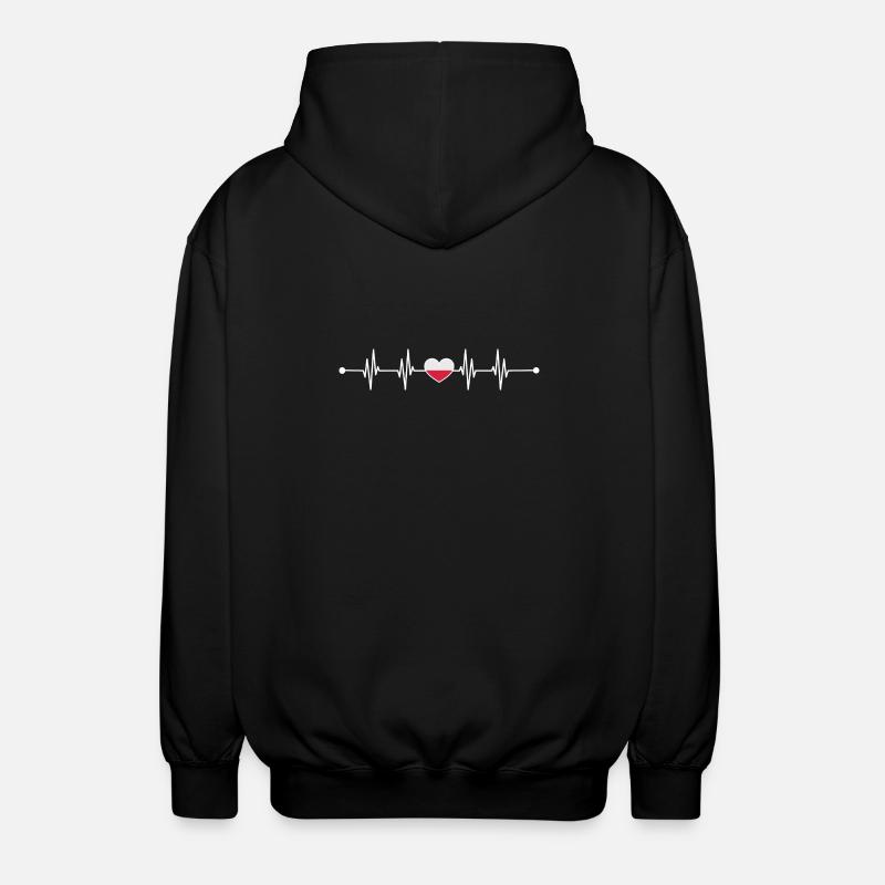 Heartbeat drapeau de la Pologne - Veste à capuche unisexe - noir