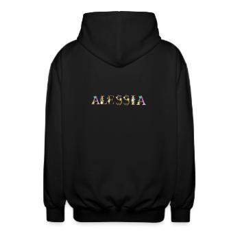 ALESSIA Name mit Blumen geschmückt - Unisex Kapuzenjacke - Schwarz - Hinten - AI Model Male 185 light (185cm)