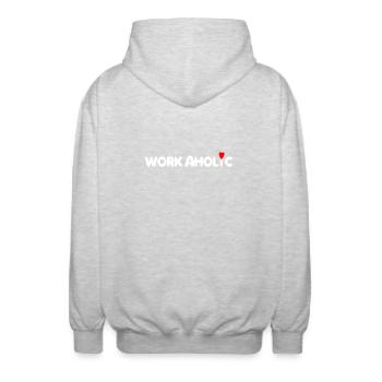 worker workaholic work - Unisex Hooded Jacket - light heather grey - Back - AI Model Male 185 light (185cm)