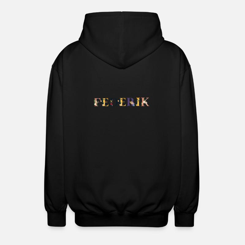 FEDERIK Name mit Blumen geschmückt - Unisex Kapuzenjacke - Schwarz
