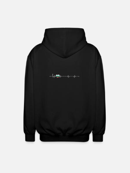 Heartbeat bulgaria flag - Unisex Hooded Jacket - black