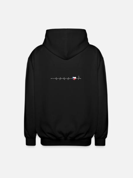 Heartbeat drapeau de la République tchèque - Veste à capuche unisexe - noir