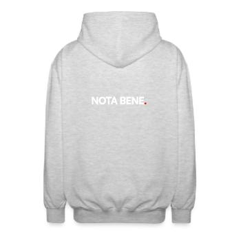 NOTE BENE | Minimalistischer humoristischer Ausdruck - Unisex Kapuzenjacke - Hellgrau meliert - Hinten - AI Model Male 185 light (185cm)