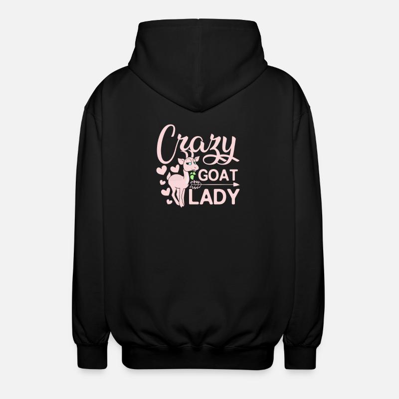 Crazy goat lady - Unisex Kapuzenjacke - Schwarz