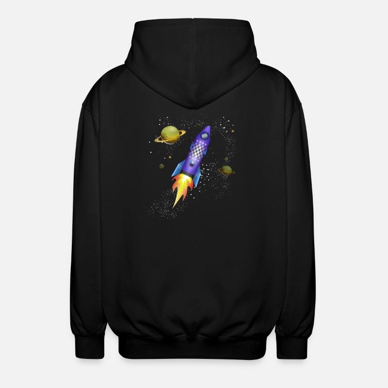 Rocket in space - Unisex Hooded Jacket - black