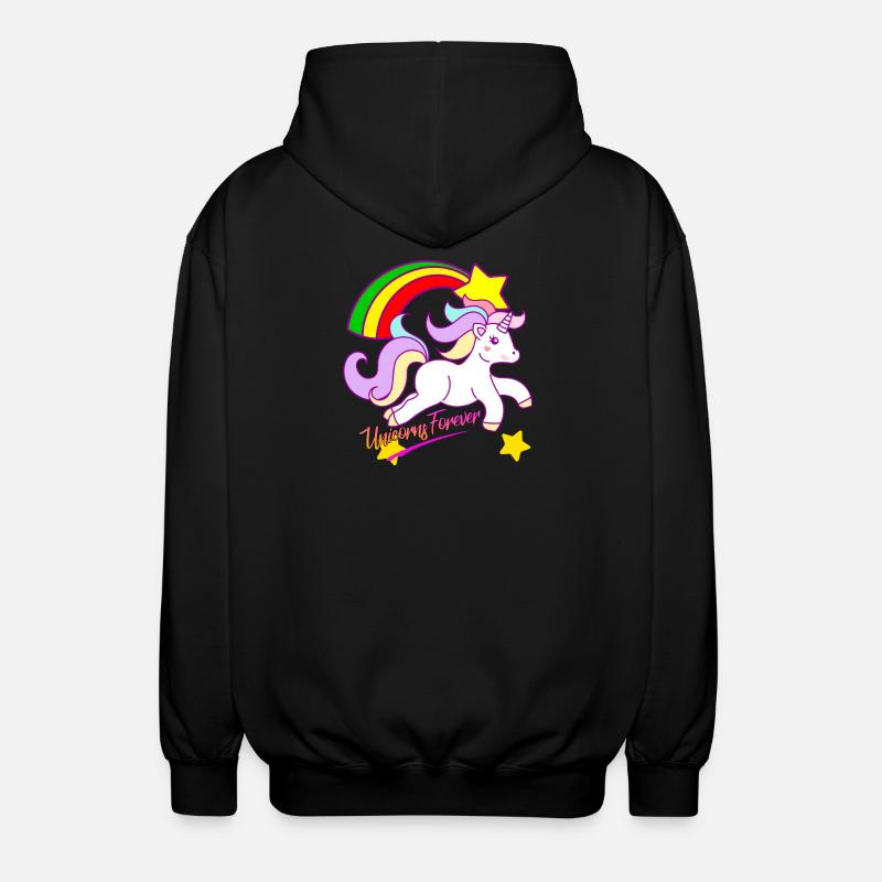Regenbogen-Einhorn Forever - Unisex Kapuzenjacke - Schwarz