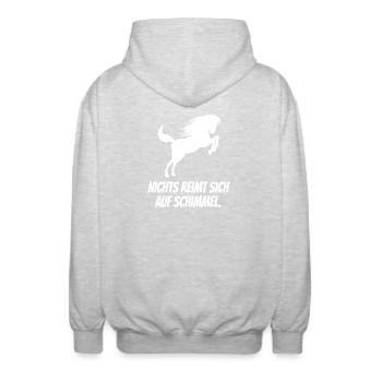 Nichts reimt sich auf Schimmel. - Unisex Kapuzenjacke - Hellgrau meliert - Hinten - AI Model Male 185 light (185cm)