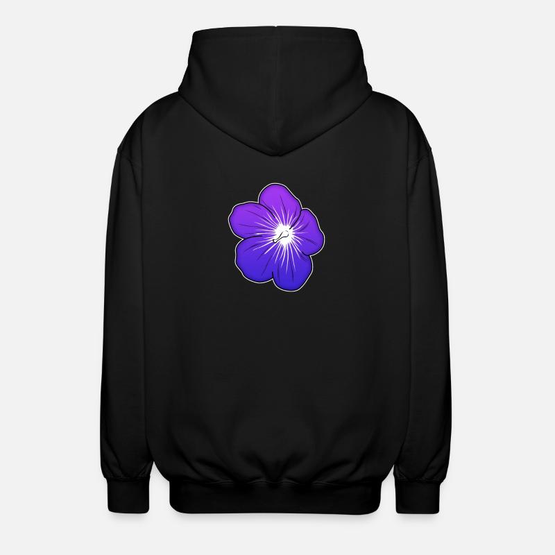 Violette Blütenillustration mit leuchtender Mitte - Unisex Kapuzenjacke - Schwarz