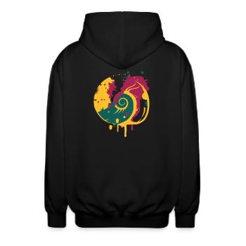 Graffiti of a fossil snail - Unisex Hooded Jacket - black - Back - AI Model Male 185 light (185cm)
