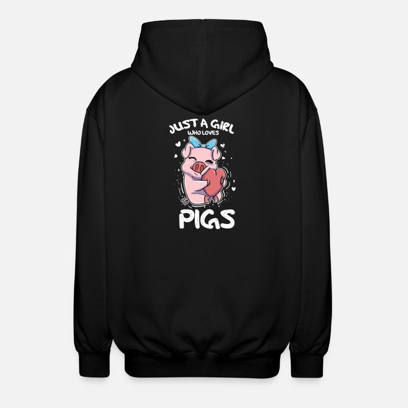Schweinchen Schwein - Unisex Kapuzenjacke - Schwarz
