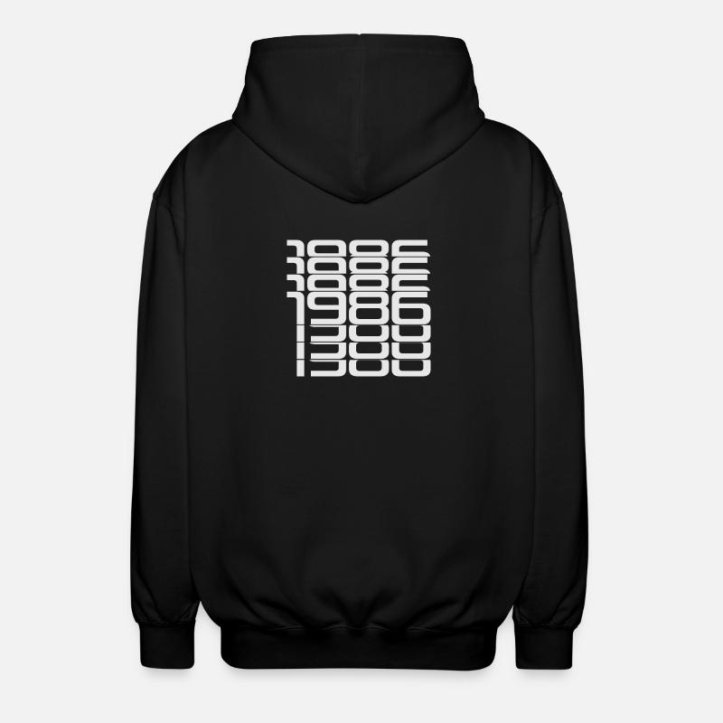 1986 Stack Digits Pattern - Unisex Hooded Jacket - black