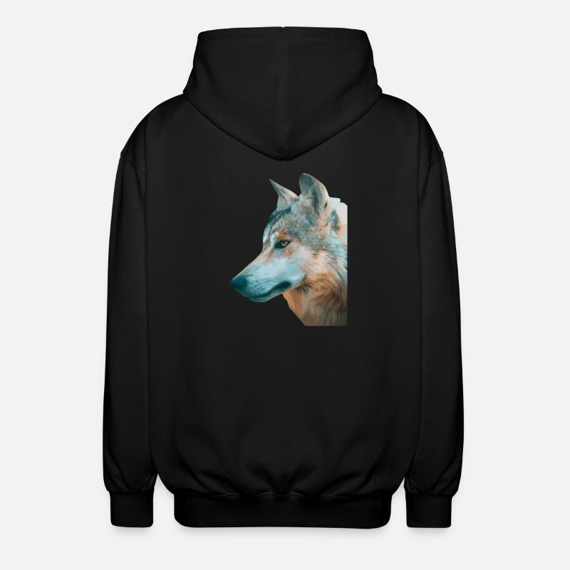 Tête de loup Aquarelle - Veste à capuche unisexe - noir
