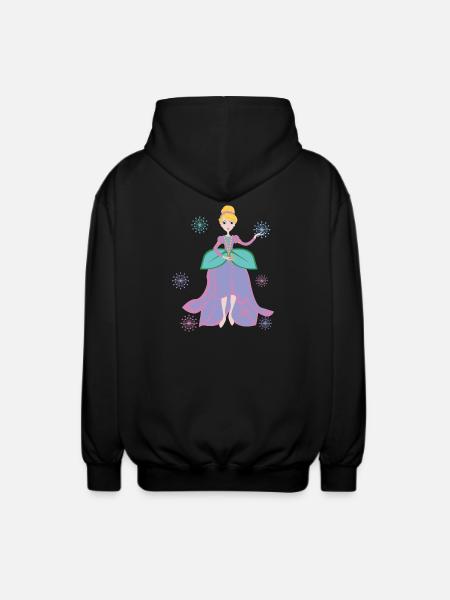 Princess fantasy with flower heart - Unisex Hooded Jacket - black