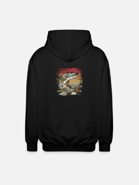 Pike Fishing Retro - Unisex Hooded Jacket - black