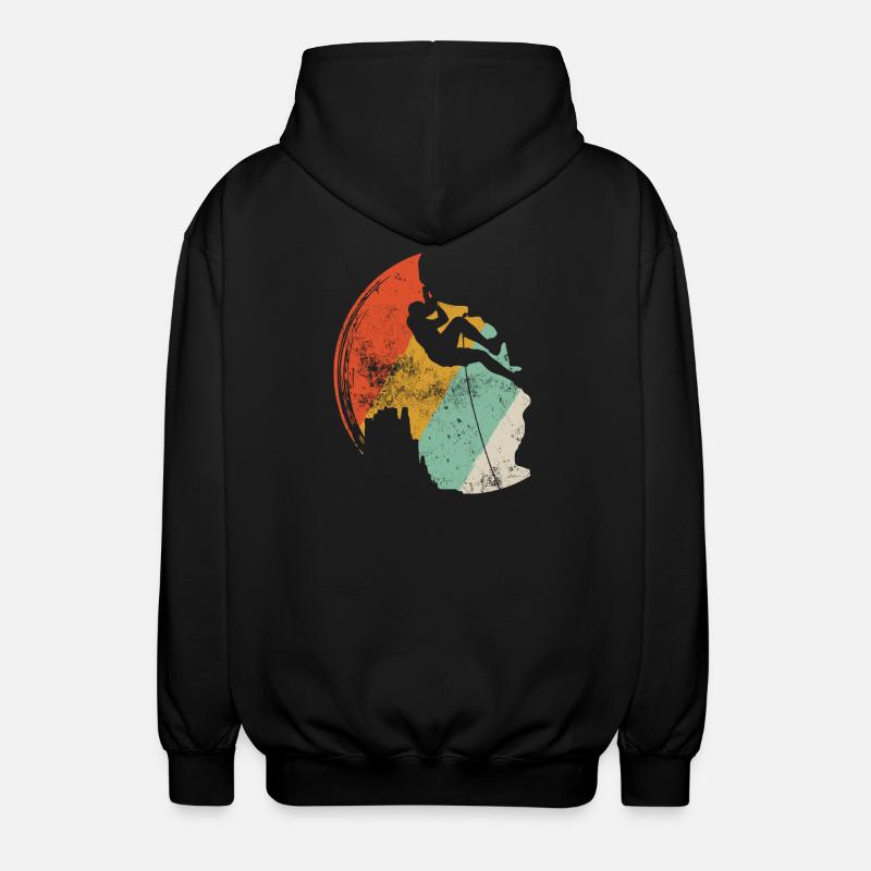 Sunset Surf Silhouette on Retro Arc - Unisex Hooded Jacket - black