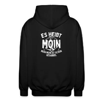 Moin Heißt Es Moin Moin Ist Schon Gesabbel Hamburg - Unisex Kapuzenjacke - Schwarz - Hinten - AI Model Male 185 light (185cm)