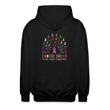 Sensibilisation au cancer Le cancer aspire toutes les couleurs - Veste à capuche unisexe - noir - Dos - AI Model Male 185 light (185cm)