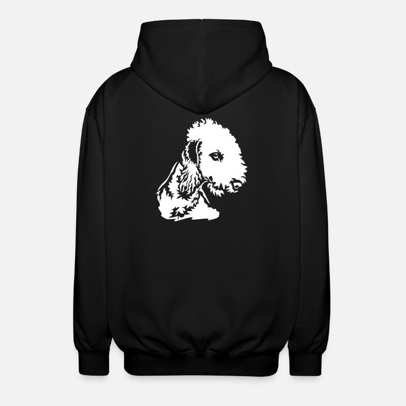 Bedlington Terrier Head "Black Edition" - Unisex Hooded Jacket - black