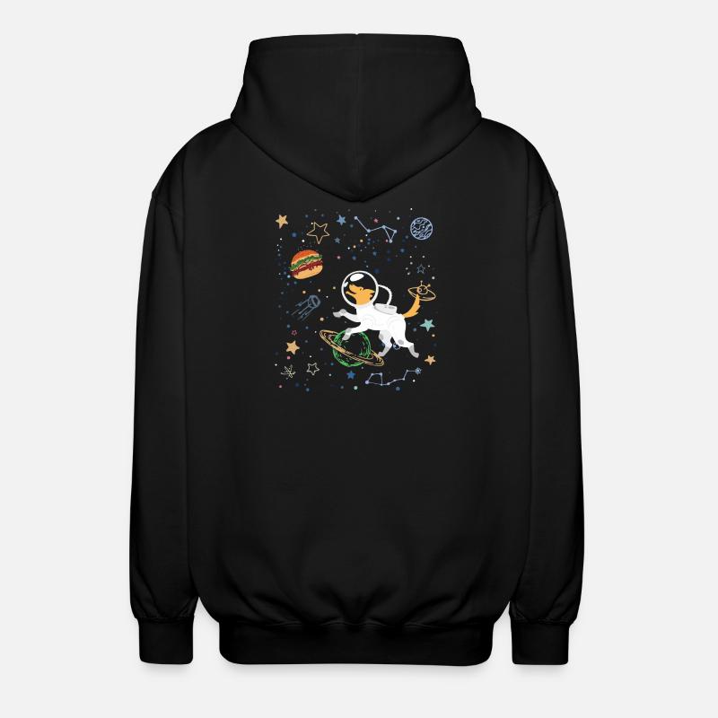 Space Explorer mit Astronaut Fox - Unisex Kapuzenjacke - Schwarz